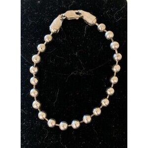 Y Italy Solid Sterling Silver Ball Bead Bracelet 6mm Unisex 7.5”